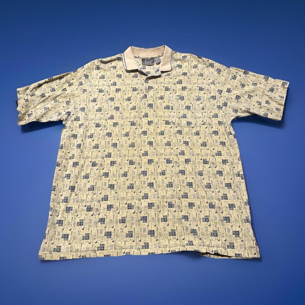 Farah Men's XL Polo Golf Shirt Short‎ Sleeve Gold Vintage Dadcore
